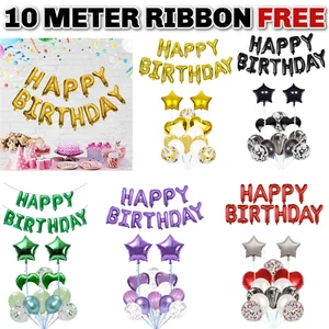 16"Happy Birthday Balloon Banner Balon Bunting Self Inflating Birthday Party dec - Picture 1 of 66