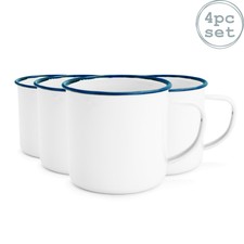 White Enamel Mugs Cups Retro Camping Outdoor Coffee Tea Mug Cup 150ml x4