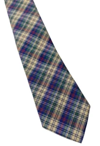 Baby Toddler Necktie Tie 12-18M Blue Green Plaid Tartan Check Wedding Preppy - Picture 1 of 5