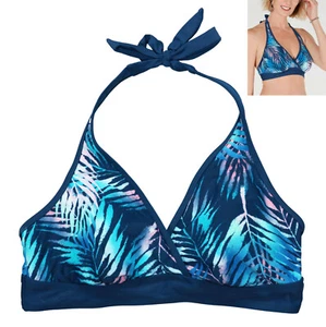 Go by Gossip Tropical Breeze Blätter Druck Neckholder Damen Bikini Oberteil Bademode Neu mit Etikett - Bild 1 von 1