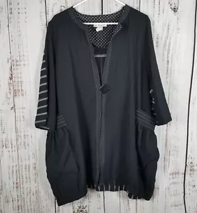 Moonlight Y&S Womens Lightweight Jacket Topper Medium Black White Lagenlook - Picture 1 of 6
