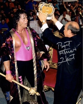 Foto de lucha libre profesional firmada por Bret Hitman Hart WWF 8x10 KOTR 1993 WWE Foto 1 de 4
