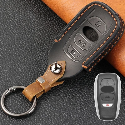 For Subaru Forester Impreza Leather 4 Button Key Fob Shell Case Cover Holder Foto 1 de 4