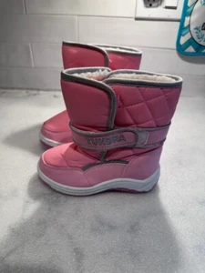 Tundra girl toddler snow boots size 10 pink white faux fur - Picture 1 of 4