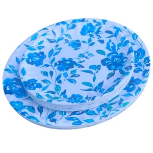 Pier 1 Imports Azzurro Floreale 4 Piatti e 5 Piatti Pranzo - Set di 9 Melamina - Foto 1 di 16