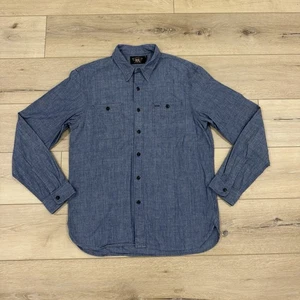 RRL Double RL Work Shirt Men's Medium Denim Chambray Blue Cotton Long Sleeve - Picture 1 of 15