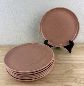 7 Vintage Russel Wright Steubenville Ceramic Pottery 8" Plates Salmon Coral Pink - Picture 1 of 11