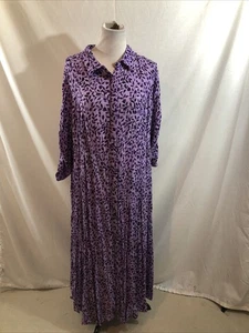 Woman Within Lavender & Purple 3/4 Sleeve Button Up Dress - Womens 22W, Bust 26” - Picture 1 of 4