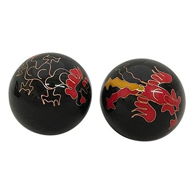 Baoding Balls Chinese Health Massage Exercise Stress Balls -Black Dragon & Phoe - Image 1 of 2