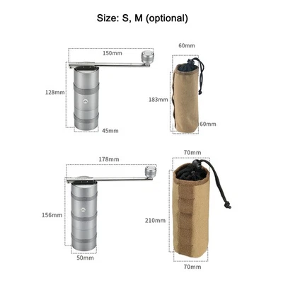 Manual Stainless Steel Coffee Grinder Size M Portable With Folding Handle For Camping W4V9 - Image 1 of 4