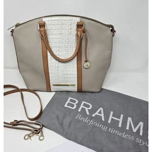 Brahmin Large Duxbury Satchel Bag in Macaroon Lady Vineyard Croc - Picture 1 of 9