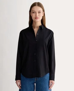 NWT Everlane Silky Cotton Relaxed Shirt Black Button Up Size 2 - Picture 1 of 8