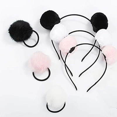 Lasenersm Esponjoso Peludo Pom-Ball Diademas y Corbatas Elásticas para Cabello - 6 Piezas, 3  Foto 1 de 4