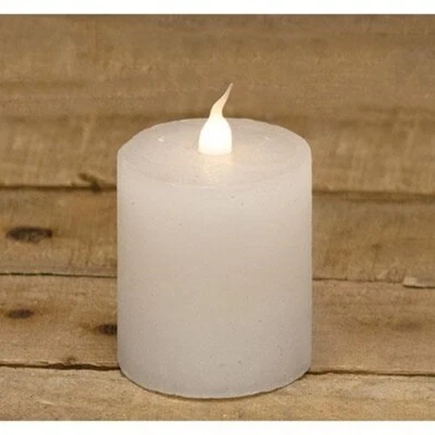 NEW Primitive TIMER PILLAR COTTAGE CHIC WHITE Candle 2.5" H x 2" D Farmhouse - Image 1 of 2