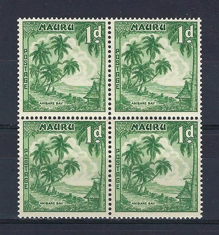 Nauru 1954 Sc# 40 Anibare Bay Palms GB colony block 4 MNH Cover