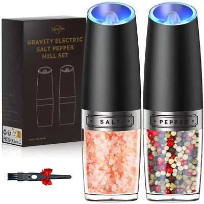 Sangcon Gravity Electric Salt and Pepper Grinder Set Automatic Shakers Mill G... - Image 1 of 4