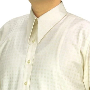 Camisa para hombre Goodfellas estilo años 30 cuello de daga lanza crema auto cuadros Dobby - Imagen 1 de 11