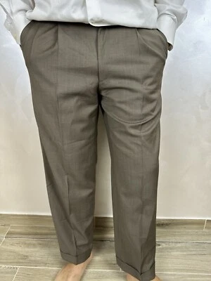 Pantalones plisados elegantes de lana suave pura estilo "Cervinia" para hombre BRIONI talla 53R\W36 Foto 1 de 4
