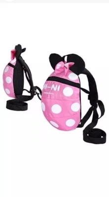Mochila Bebé Niño Pequeño Caminar Seguridad Mini Punto Mochila Rosa + Muñequera Extra Foto 1 de 4