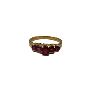 9ct 9k Yellow Gold Ladies Ring With Created Red Rubies Size K. Brand New - Picture 1 of 10