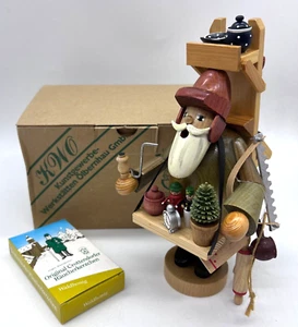 KWO Erzgebirge Holzkunst Rauchermann 9" Wood Smoking Man Incense Burner Germany - Picture 1 of 8