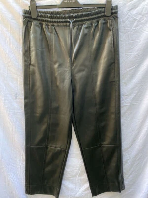 Womens Next Soft PU Leather Trousers Tapered leg Elasticated Waist Size 12 32W26 - Image 1 of 4