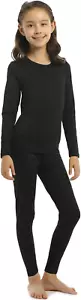 Girls Thermal Underwear Set for Kids Long Johns Fleece Lined Base Layer Top & Bo - Picture 1 of 12