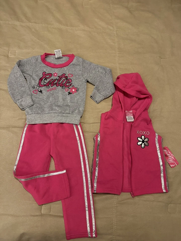 Sudadera con capucha y joggers de lana para niñas, conjunto de 3 piezas, talla 2T Foto 1 de 1
