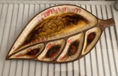 Treasure Craft Leaf Divided Serving Tray Vintage 1963 Made in the USA - Image 1 of 4