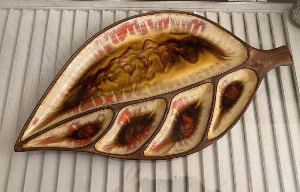 Treasure Craft Leaf Divided Serving Tray Vintage 1963 Made in the USA - Image 1 of 4