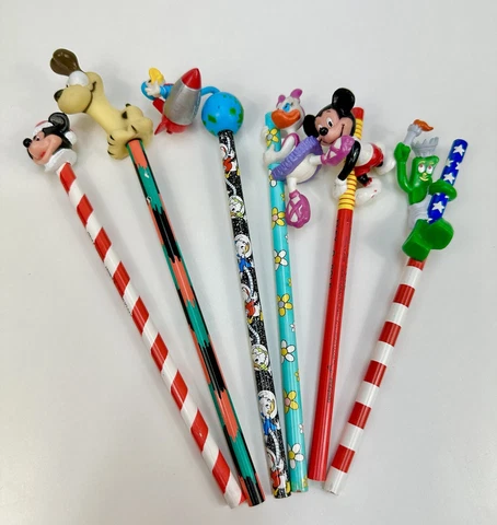 VTG RARE Pencils Toppers DISNEY Garfield Mickey Gumby LOT (6) UNUSED GIFT 80’s Cover