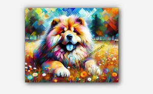 Fancy Dog " Chow Chow " City Park art Colorful splashes paint #2 Reprint - Picture 1 of 3