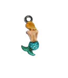 Pretty Mermaid Metal Charm for Bracelet -  1/4"x5/8" Mermaid Charm - Picture 1 of 4