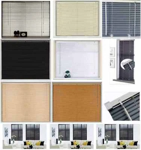 Easy Fit PVC Venetian Window Blind Blinds Black Cream Teak White Slate Long Drop - Picture 1 of 7