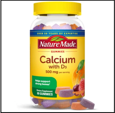 Nature Made Calcium 500mg Gummies with Vitamin D3 80 Count Bone Support - Image 1 of 3