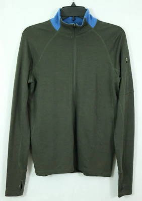 Men's Ibex Full Zip 100% Wool Rambouillet Size Small Mock Neck Baselayer USA - Image 1 of 4