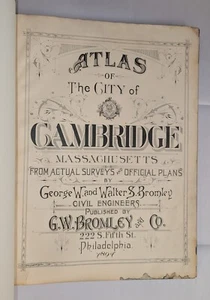 1894 Bromley Atlas City of Cambridge Massachusetts leather binding Harvard etc - Picture 1 of 20