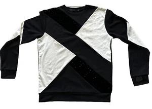 Hudson Outerwear Crew Neck Mens Medium Black/Cream L/S SuedeTouch Sweatshirt New - Picture 1 of 14