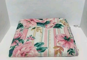 Vintage Thomaston Floral Queen Flat Sheet Pink Mustard Yellow Green Purple USA - Picture 1 of 8