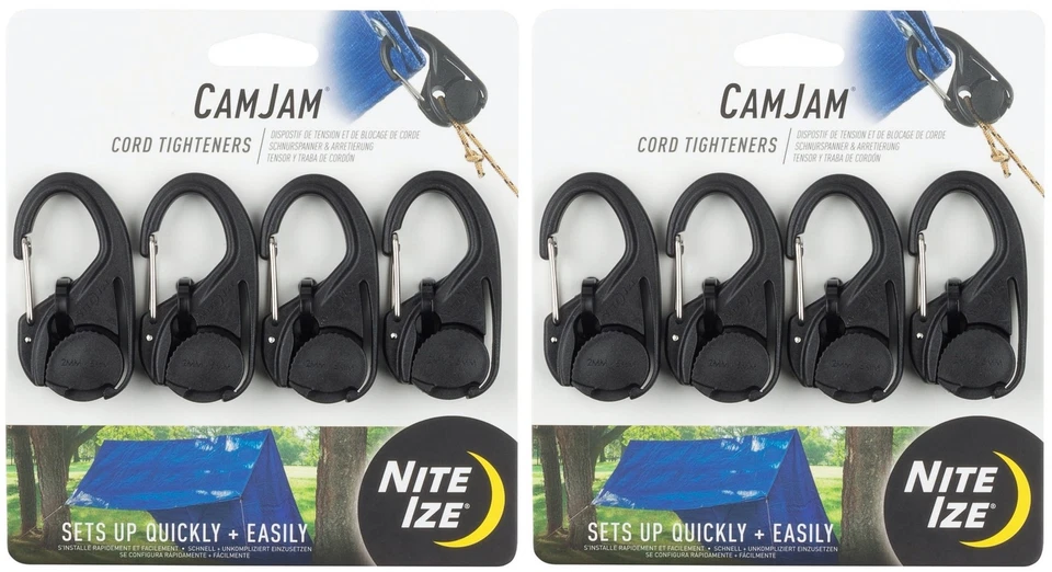 Nite Ize CamJam Cord Tightener in Black 4 Pack. With