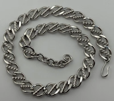 Vintage Monet Silver Tone Curb Chain Necklace - Image 1 of 4
