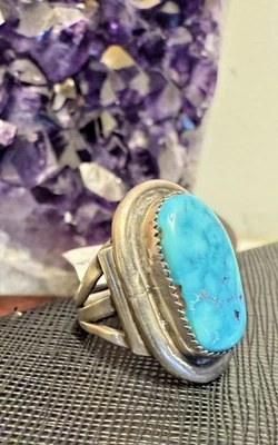 Vintage Navajo Turquoise Sterling Silver  Chunky Ring s z6.5 JJ-A-A3 - Image 1 of 4