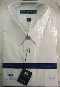 Claybrooke Wrinkle Free Broadcloth 18 36 White Mens Long Sleeve Shirt NIP - Picture 1 of 10