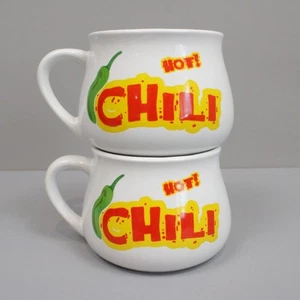 Hot Chili Soup Mug Houston Harvest Cup Bowl Pepper Lot of 2 - Picture 1 of 11