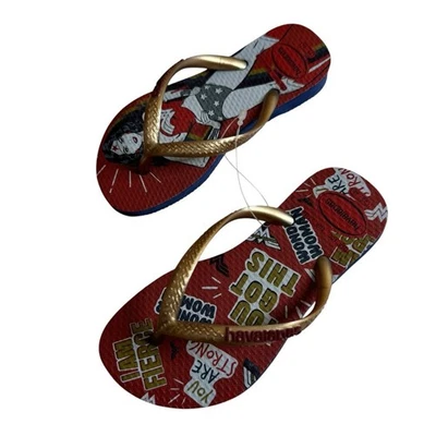Havaianas Kids Wonder Woman Flip Flops Sandals Superhero Character Girls 10C - Image 1 of 4