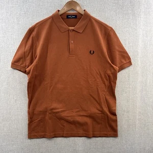 Fred Perry Polo Shirt Mens Large Brown Rust Short Sleeve Logo Crest Pique* - Picture 1 of 18