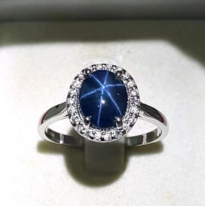 blaue Lindy Stern Ring Moissanit Diamant blauer Edelstein Ring - Bild 1 von 10