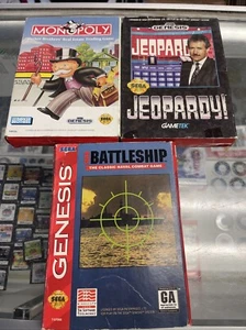 Monopoly + Jeopardy + Super Battlefield Sega Genesis Boxed Complete CIB - Picture 1 of 4