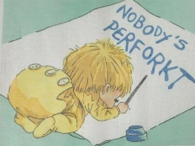 Vintage (1970) Fran Mar Tapestry Canvas Nobody's Perforkt 15" x 18" - Image 1 of 2