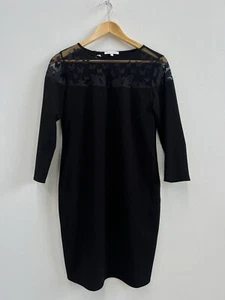Patrizia Pepe Black 3/4 Sleeve Shift Dress With Pockets And Mesh Detail Size 42 - Picture 1 of 7